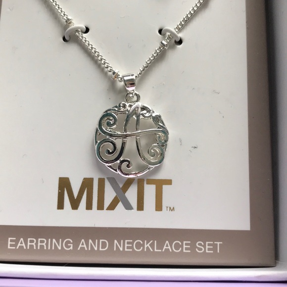 Letter “A” earring and necklace set. New. - Picture 2 of 3